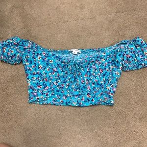 Cropped Tropical Off-The-Shoulder Top